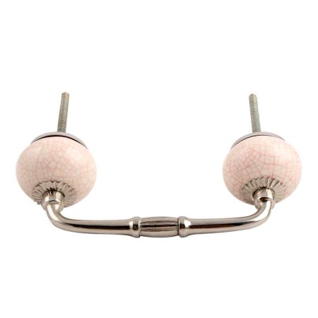 Cream Pink Crackle Ceramic Bridge Handle